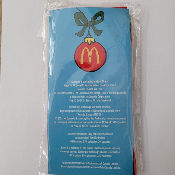 McDonald's Canada The Grinch 2024 holiday socks, Adult One-Size Mismatch Color - Picture 6 of 7